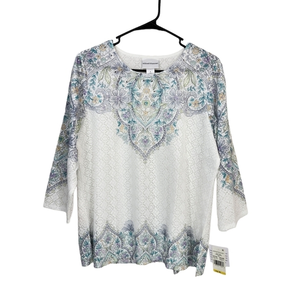 Alfred Dunner Women's Medallion Floral Knit Top - M - Picture 2 of 7